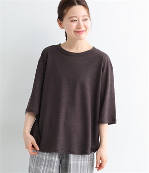 リネンジャージクルーネックTシャツ(コゲチャ-ONESIZE)