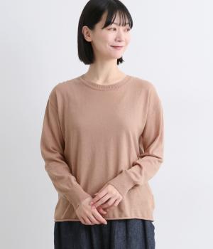 薄手コットンクルーネックプルオーバー(オールドローズ-F)