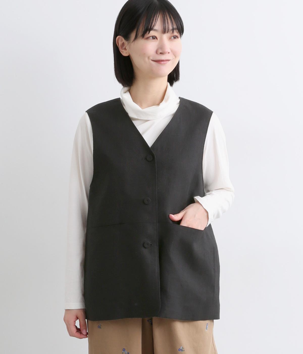 リトアニアリネンベスト(クロ-F)