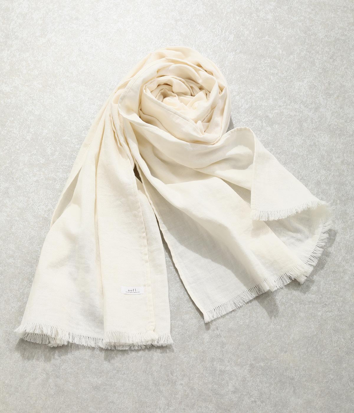 コットンガーゼオリーブオイル仕上げストール(オフホワイト-F)