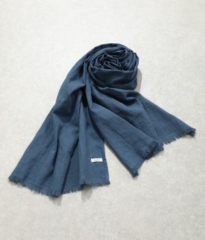 コットンガーゼオリーブオイル仕上げストール(ネイビー-F)