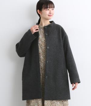 ウールスタンドカラーコート(チャコールグレー-F)
