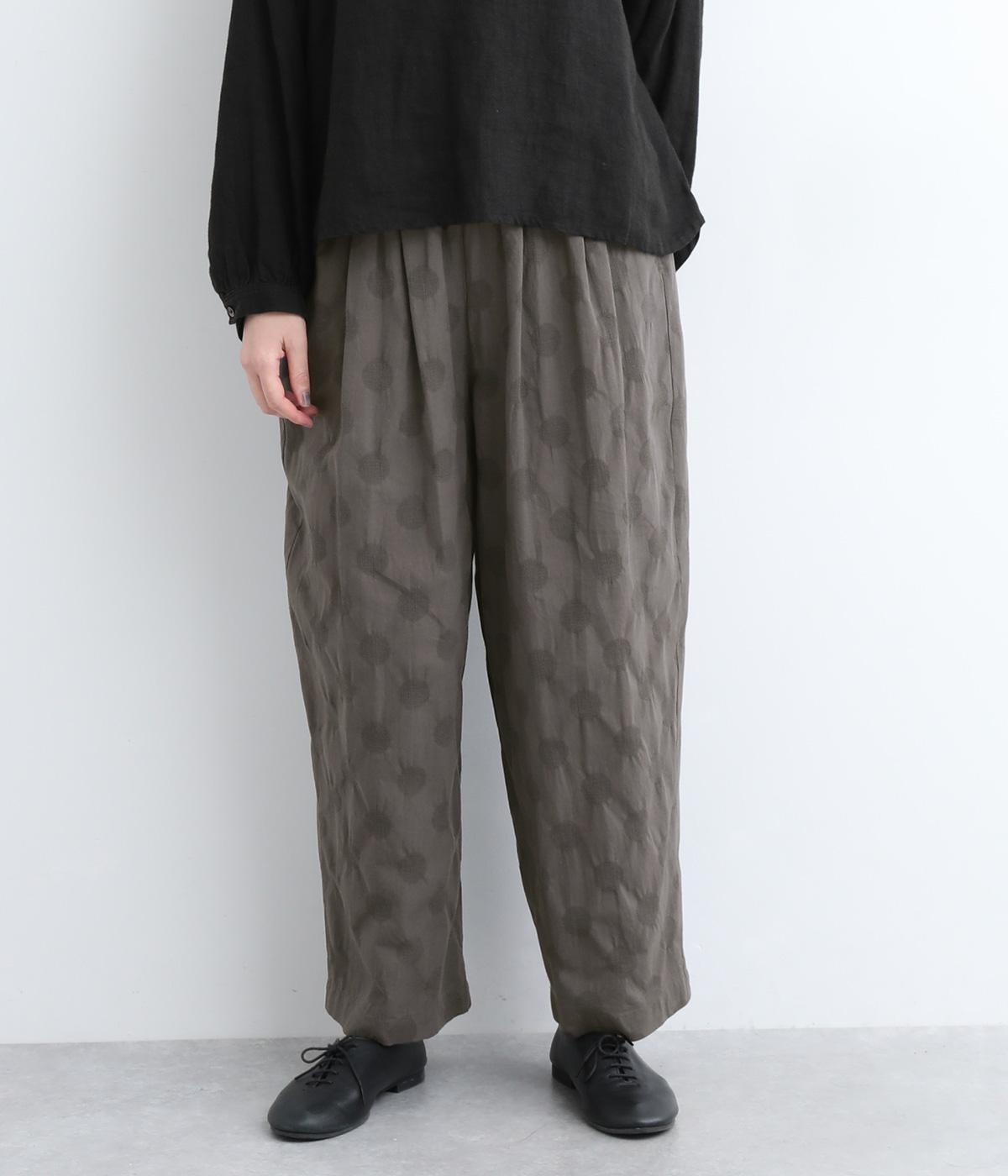 コットンリネンドットジャカードバルーンパンツ(チャコールグレー-ONESIZE)