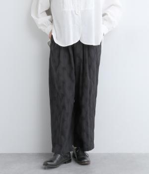 コットンリネンドットジャカードバルーンパンツ(ブラック-ONESIZE)