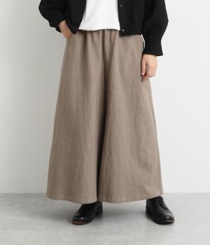 コットンガーゼオリーブオイル仕上げワイドパンツ(グレー-F)