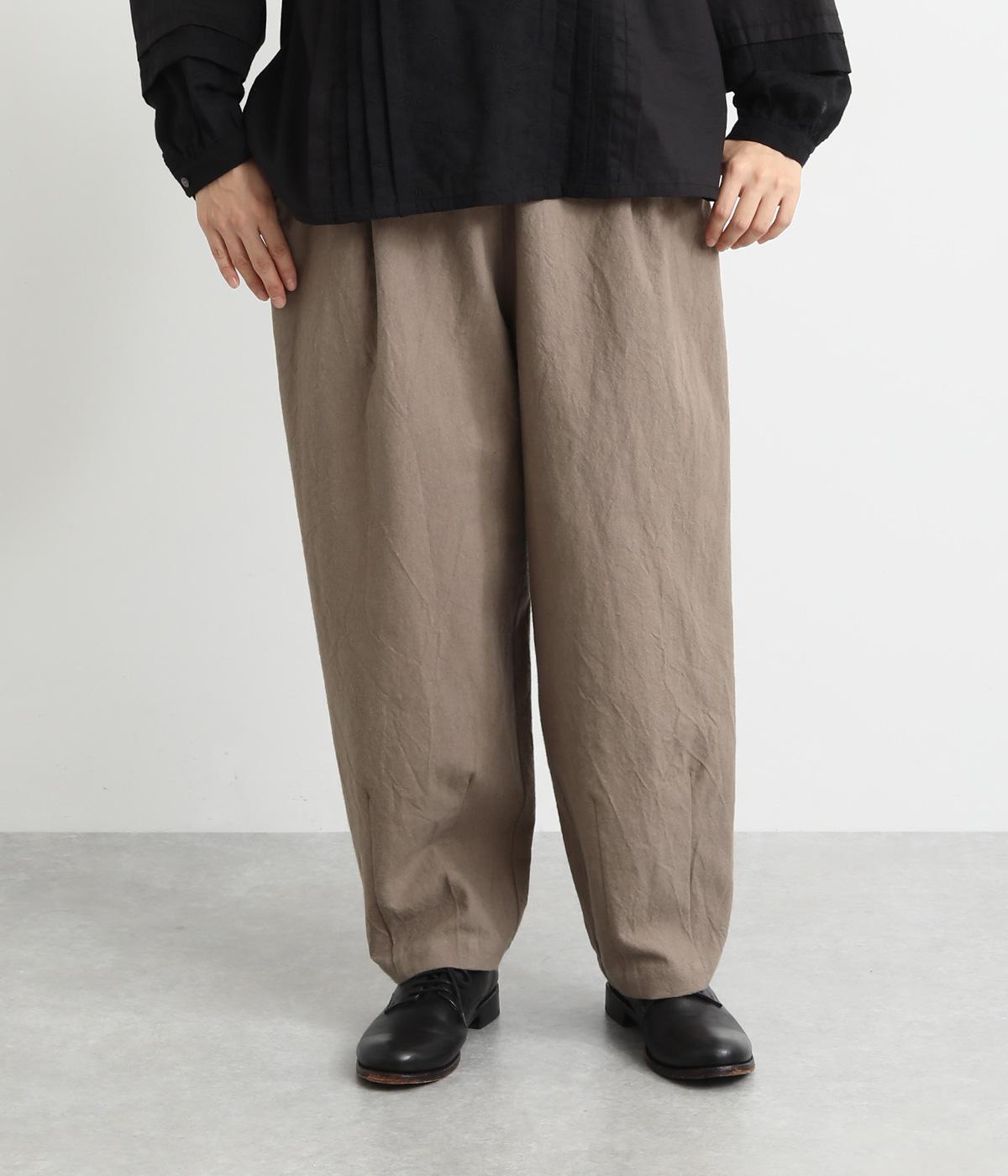 コットンガーゼオリーブオイル仕上げテーパードパンツ(グレー-F)