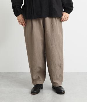 コットンガーゼオリーブオイル仕上げテーパードパンツ(グレー-F)