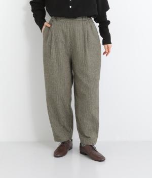 コットンツｲード3つ杢テーパードパンツ(ベージュ-F)