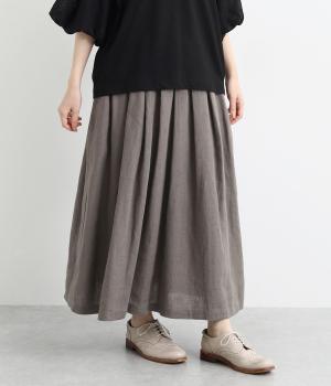 リトアニアリネンタックスカート(チャコールグレー-F)