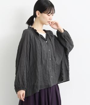 コットンシャーリングギャザーブラウス