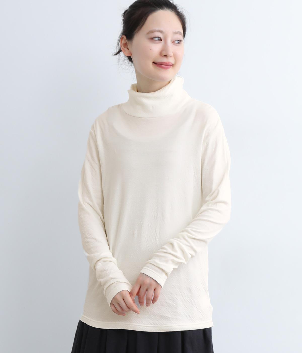 コットン接結ふんわりクシュネックプルオーバー(オフホワイト-F)