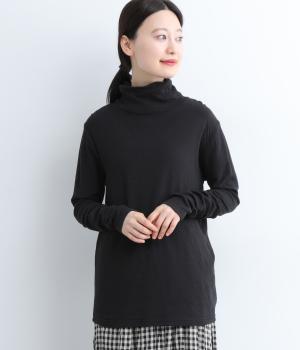 コットン接結ふんわりクシュネックプルオーバー(ブラック-F)