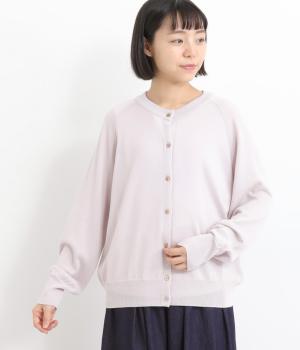 防縮ウールクルーネックカーディガン(オールドローズ-F)