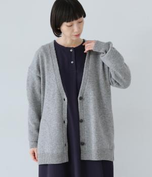 ウールPOSHポケット付きカーディガン(グレー-F)