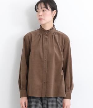 コットンコーデュロイフリルブラウス