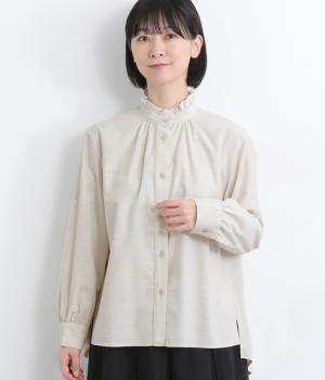 コットンコーデュロイフリルブラウス(オフホワイト-F)