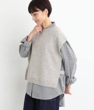 オーガニックウールスリットベスト(ライトグレー-F)