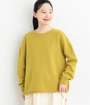 アルパカウール丸首プルオーバー(イエロー-F)