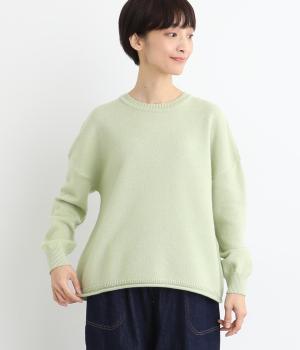 アルパカウール丸首プルオーバー(ライトグリーン-F)