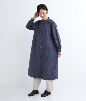 コットン単色花前あきワンピース(ダークグレー-F)