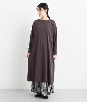 コットン強撚長袖ワンピース(パープル-F)