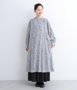 コットンレーヨンウールボタニカルワンピース(ライトグレー-F)