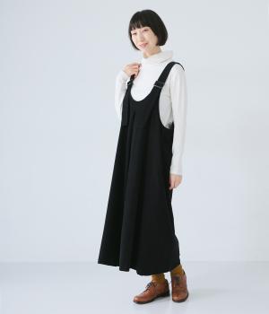 コットン荒炊きコーデュロイジャンパースカート(ブラック-F)