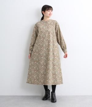 コットンコーデュロイforest柄ワンピース(ベージュ-F)