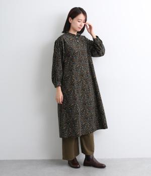 コットンコーデュロイforest柄ワンピース(ブラック-F)