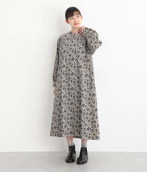 コットンコーデュロイ糸目小花柄ワンピース