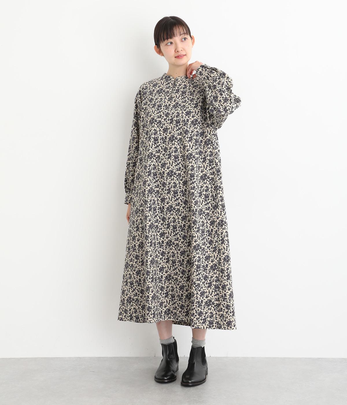 コットンコーデュロイ糸目小花柄ワンピース(オフホワイト-F)