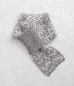ウールリバーシブルジャカード襟巻(グレー-F)