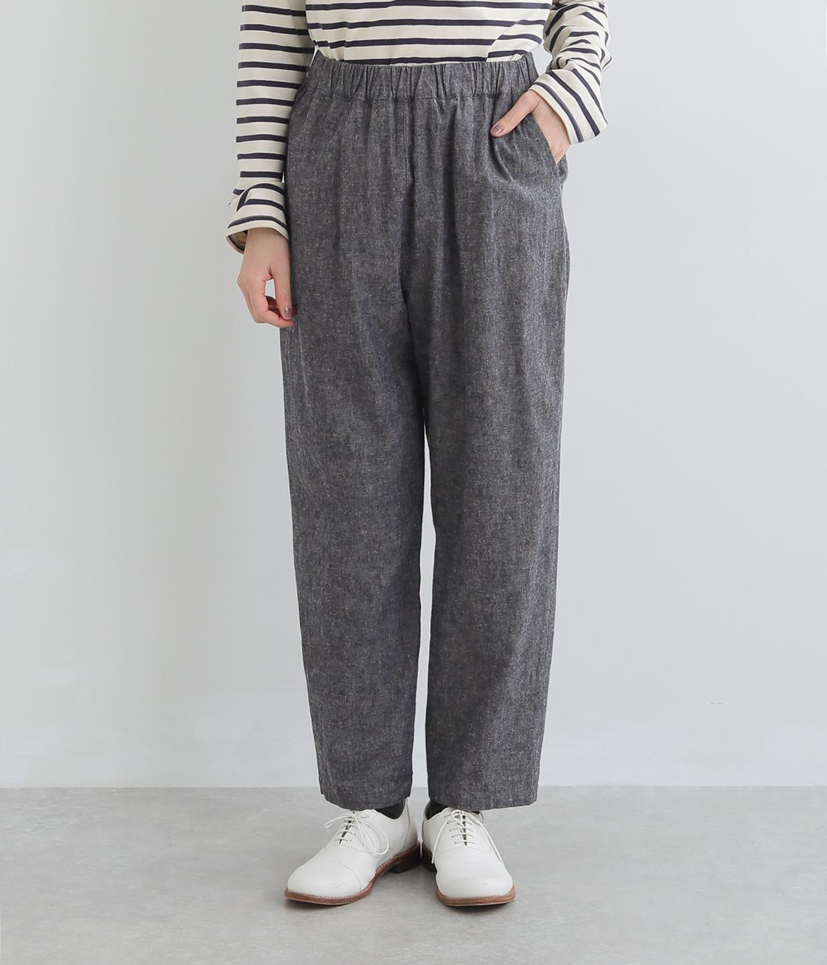 リネンコットンテーパードパンツ(ブルー-F)