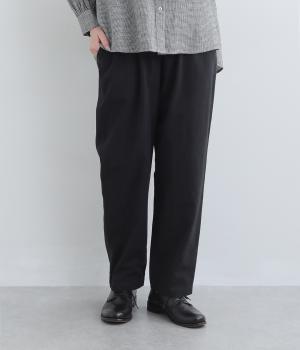 リネンコットンテーパードパンツ(クロ-F)