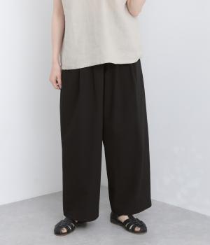 コットンサッカータックワイドパンツ(クロ-ML)