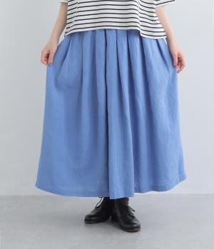 リトアニアリネンタックロングスカート(ブルー-F)