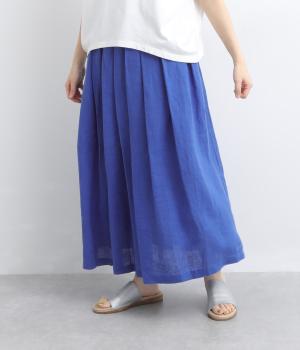 リトアニアリネンタックロングスカート(ブルー-F)