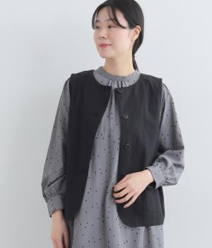 リネンコットンベスト(クロ-F)
