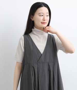 ガス強撚ガーゼフライスハイネックプルオーバー(ベージュ-F)