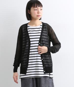 リネンクロスベーシックカーディガン(クロ-F)