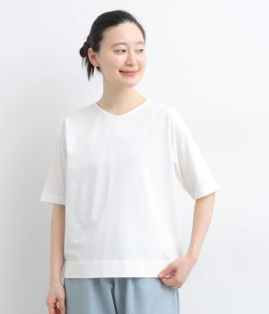 コンパクトクルーネックVネックTシャツ(オフ-F)