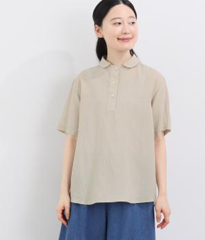 ナチュラルローンプルオーバー半袖シャツ(ベージュ-F)