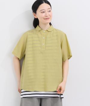 ナチュラルローンプルオーバー半袖シャツ(ライトグリーン-F)
