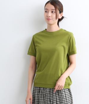 強撚コットン　フライス切替Tシャツ(グリーン-ML)