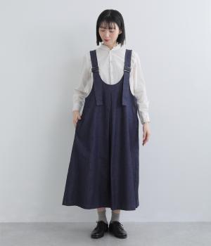 コットンデニムジャンパースカート(ネイビー-F)