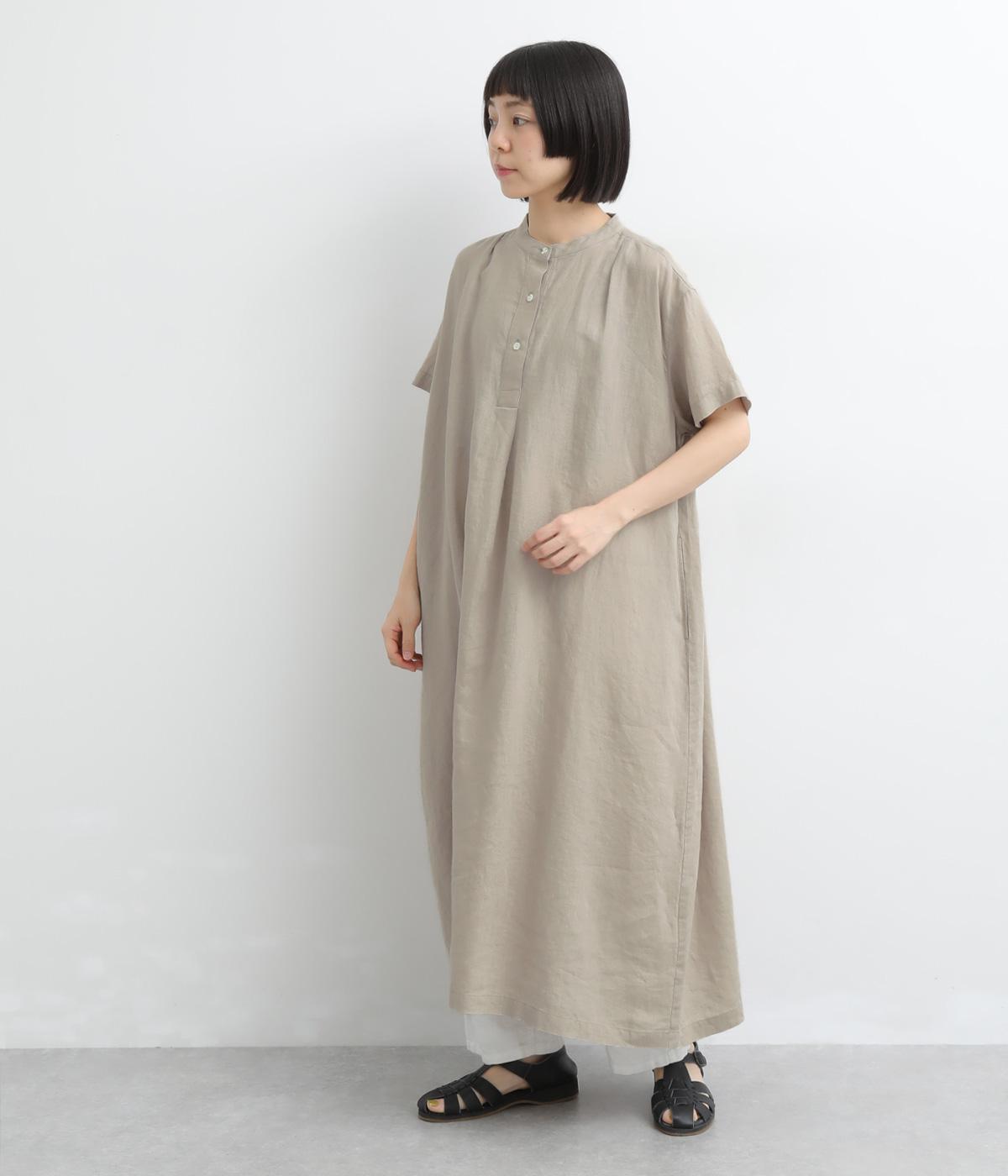 リトアニアリネンタック半袖ワンピース