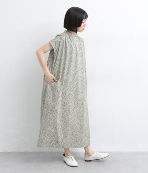 コットン葉と実プリントワンピース(ベージュ-F)