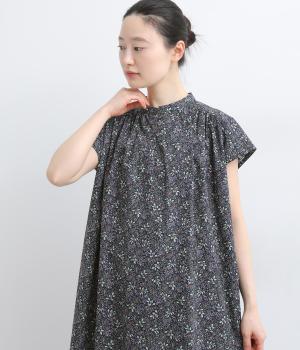 コットン葉と実プリントワンピース(ネイビー-F)
