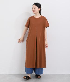 強撚コットン　フライスタックワンピース(オレンジ-ML)