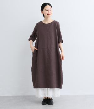 フレンチリネンバルーンワンピース(パープル-ML)